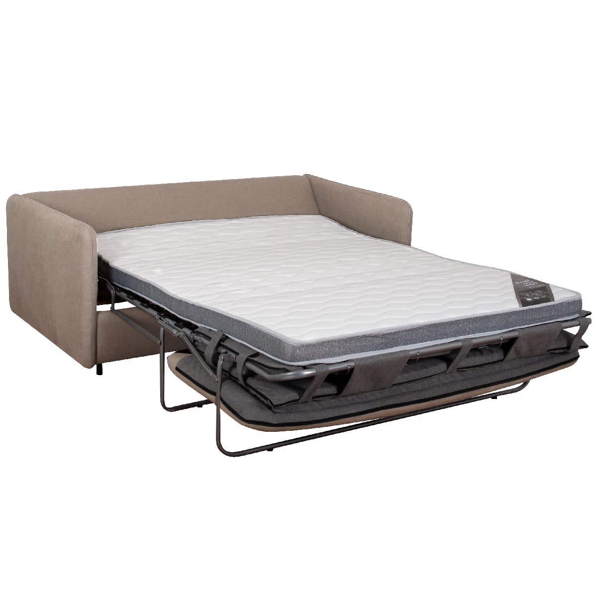 Canapé convertible ouvert beige 3 places