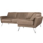 Canapé d'angle droit beige trois quarts