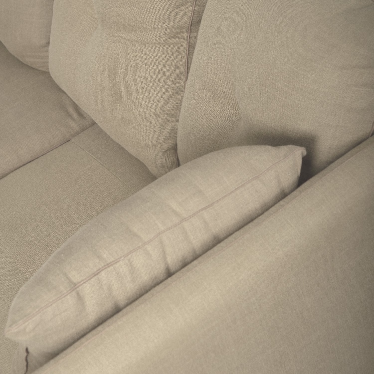 Canapé d'angle gauche beige 5 places détails