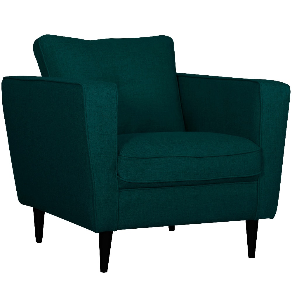 Fauteuil bleu canard trois quarts